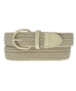 KHAKI Covered Buckle Woven Elastic Stretch Belt 1-1/4&quot; Wide Mens Ladies - $23.31 CAD