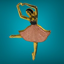 dancing ballerina enamel gold tone Small brooch - £24.18 GBP