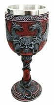 Medieval Dual Dragon With Skull Crest Ossuary Goblet Wine Chalice 7oz Capacity - £19.22 GBP
