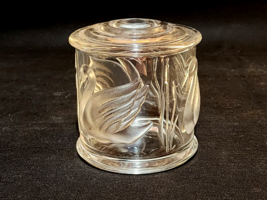 Gloria Vanderbilt EMBOSSED Swan Glass Jar With Lid By TELEFLORA Signed O... - $18.78