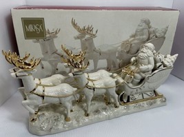 Mikasa Santa In Sleigh With 4 Reindeer Fine Porcelain Holiday Decor Orig... - $67.79