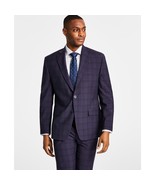 Michael Kors Men&#39;s Modern Fit Wool-Blend Plaid Suit Jacket Blue 50R B4HP... - £71.88 GBP