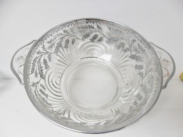 Elegant glass bowl  by Paden City Glass Company in silver overlay[a5] - £59.21 GBP