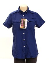 Habit Blue Button Front Short Sleeve Fishing Shirt  UPF 30+  Women&#39;s S NWT - £39.14 GBP