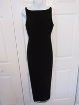 TAHARI Sleeveless Long Black Dress Deep Back Slit with Lace Lined Sz 8 EUC - £31.43 GBP