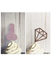 Bachelorette cupcake toppers, bachelorette party decor, penis cupcake - $8.42