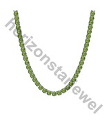 15.24 Ct Created Green Tourmaline 14K White Gold Plated Tennis 3 MM Necklace 18"