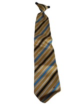 Vintage 1970s Striped Black gold blue grey clip on Tie necktie - Estate ... - $186.34 MXN