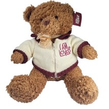 Helzberg Diamonds I Am Loved Brown Teddy Bear Zip Sweater Plush Stuffed Animal  - $11.29