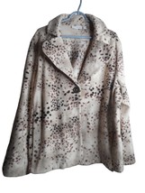 QVC Susan Graver Womens Beige Animal Print Fleece Jacket Long Sleeve Sz 2x - $372.50 MXN