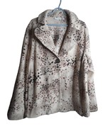 QVC Susan Graver Womens Beige Animal Print Fleece Jacket Long Sleeve Sz 2x - $19.99