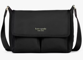 Kate Spade Sam Black Nylon Medium Messenger Bag K5051 Purse NWT $228 Retail - £87.32 GBP