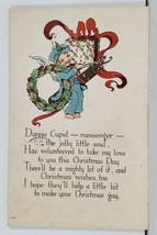 Christmas 1916 Dannie Cupid Messenger Golded Arrows Embossed Postcard L14 - £7.97 GBP
