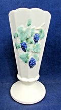 McCoy Pottery Vase Container Ceramic Grapes Blue Green White 7&quot; Tall - $34.65