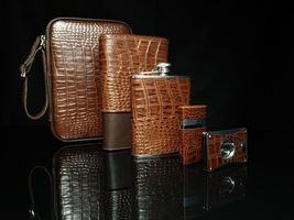 Brizard and Co. Croco Tobacco  Leather  Havana Traveler with cutter & lighter image 4