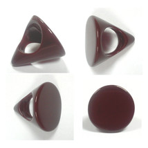 Mid Century Brown Lucite Ring, Mod Pyramid Disc Ring - £137.61 GBP