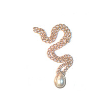 Vintage Napier Chunky Faux Pearl Chain Link Modernist Pendant Necklace - £147.88 GBP