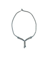 Vintage Mid-Century Aquamarine Blue Rhinestone Snake Choker Necklace, Et... - $165.00