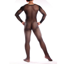 Seamless Men bodystocking See transparent catsuit Long Sleeve Lingerie C... - $35.99