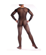 Seamless Men bodystocking See transparent catsuit Long Sleeve Lingerie C... - £28.60 GBP