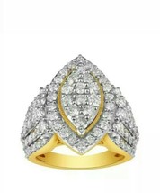 3Ct Finto Taglio Marquise Diamante Grappolo 10k Placcato Oro Giallo Fidanzamento - £61.99 GBP