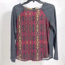 Jolt Burgundy Women&#39;s Heathered Gray and Black Long Sleeve Top Small - $12.86