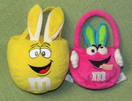 M&amp;M Easter Basket Plush Lot Bunny Ears Yellow Pink 7&quot; Stuffed Animal Toys - £12.58 GBP