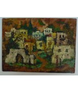 Vintage 1970s Listed Yehuda Rodan Painting Oil/B Houses in Landscape, 24... - £323.68 GBP