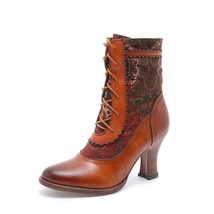 Short Plush Women Boots New Women Shoes Genuine Leather Embroidery Cloth Patchwo - £100.43 GBP