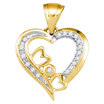 10kt Yellow Gold Womens Round Diamond Mom Heart Pendant 1/10 Cttw - £159.07 GBP
