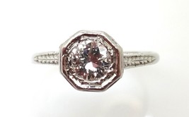 Authenticity Guarantee 
Art Deco 18k White Gold Genuine Natural Diamond Ring ... - £774.59 GBP