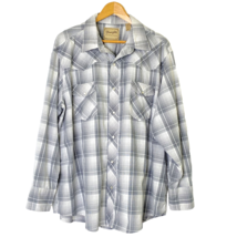 Wrangler Snap Front Long Sleeved Shirt Mens size XXL Pockets Gray White ... - £17.95 GBP