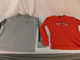 Adult Men&#39;s Nike Gray Athletic Long Sleeve &amp; Hurley Red Long Sleeve Shirts 31030 - £18.91 GBP