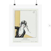 French Fashion Illustration Hat and Green Beads Wall Poster Print 14 x 18 in - £15.14 GBP