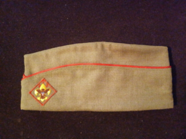 Vintage Official Boy Scout Garrison Hat Cap Medium Olive Green 50s 60s - $15.83