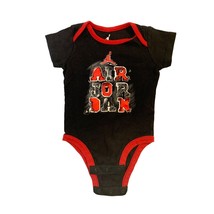 Air Jordan Boys Infant Baby Size 6 9 Months Black Bodysuit Red Trim Logo - $9.89