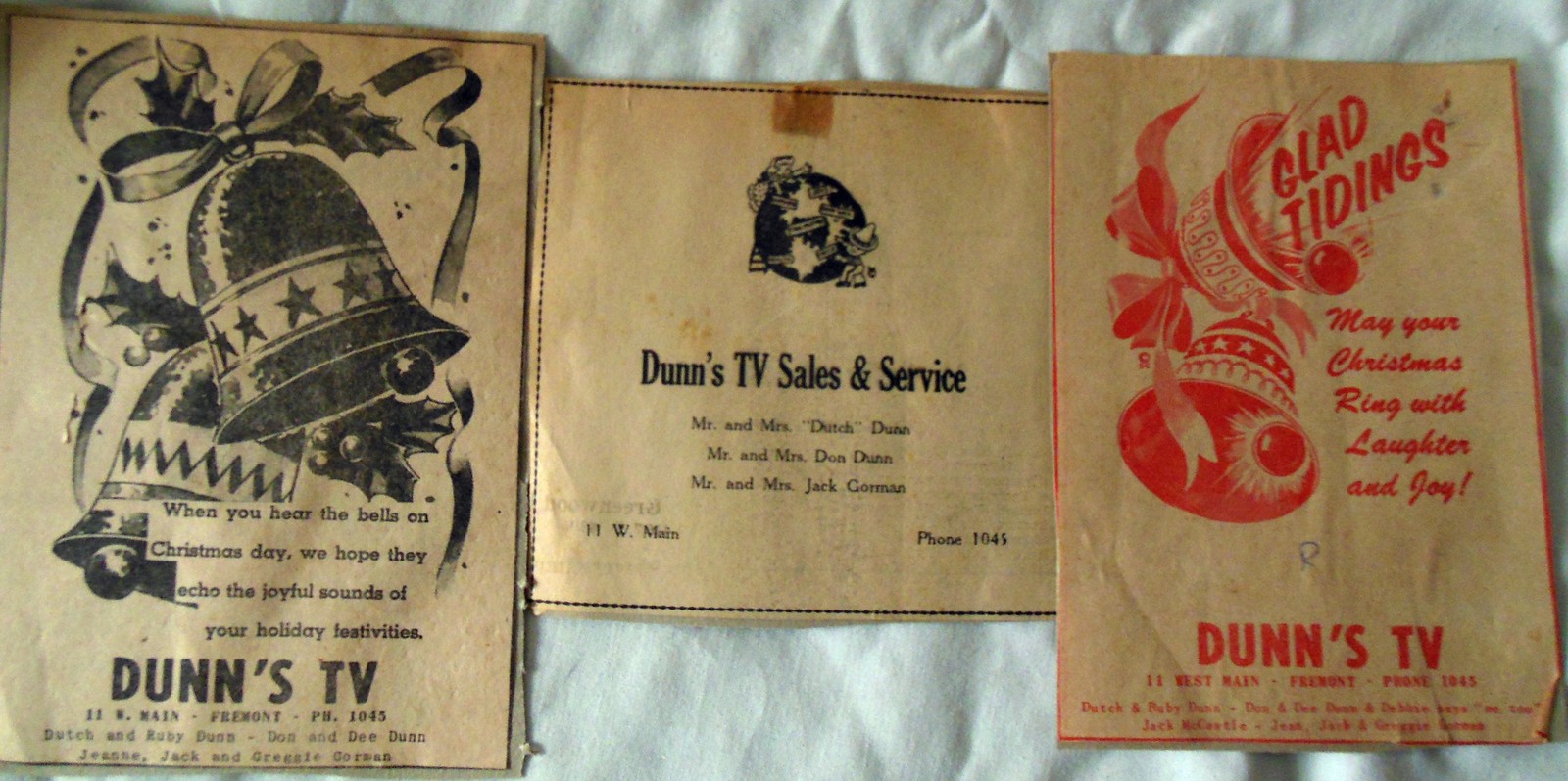 Vintage Dunn’s TV Sales &amp; Service Ads from 1950s - $1.99