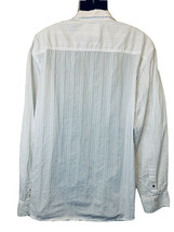 Marc Ecko Cut Sew Men XL White Tone on Tone Stripe Cotton Embroidered LS Shirt  - £15.75 GBP