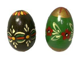 Vintage Eastern European Hand Painted Wooden Easter Eggs Lot of 2 - €12,13 EUR