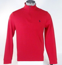Polo Ralph Lauren Red 1/4 Zip Cotton Pullover Shirt Blue Polo Pony Men&#39;s NWT - £98.32 GBP