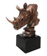 Black African Rhinoceros Bust Statue 7.5&quot;H Rhino Monolith Bronze Electro... - €48,08 EUR