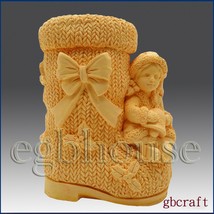 3D Silicone Soap &amp; Candle Mold - Girl on Christmas Boot - £35.02 GBP