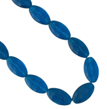 25 pcs Czech Glass Beads Capri Blue Beads Dimpled Flat Almond Shaped 20x... - $12.19