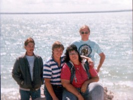 Hip Family Posing Near Lake Michigan Color Snapshot 1980s - $3.99
