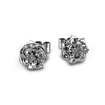 Earrings Style Women&#39;s Rose Stud Earrings Creative Flower Zircon Earrings - £8.00 GBP