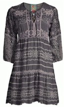 Johnny Was Embroidered Tunic Dress Delina with Slip Sz-2X Graphite - £196.63 GBP