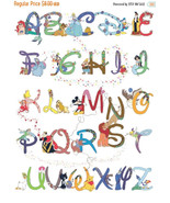 Counted Cross Stitch Pattern Alphabet Disney characters 324*423 stitches BN531 - £3.19 GBP