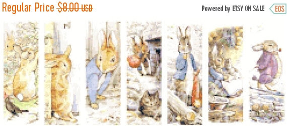 counted Cross Stitch - bunny by B. Potter bookmark 17.64"X6.71"  L945