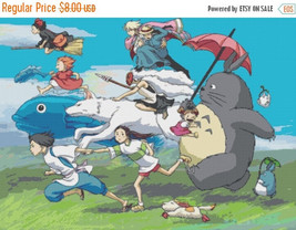 Counted Cross Stitch  All characters in the wind by Miyazaki 34.29"X24.64" L585 - £3.14 GBP