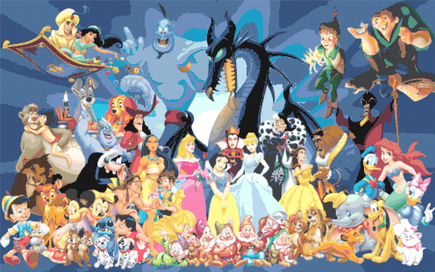 counted cross stitch pattern all characters of disney 496*496 stitches BN008 - $3.99